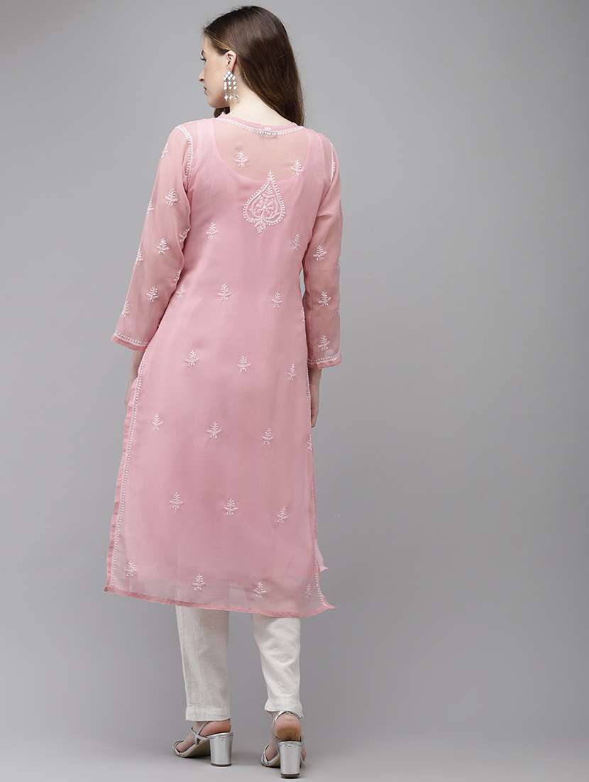 women chikankari long sleeve straight kurta - 21935848 -  Standard Image - 4