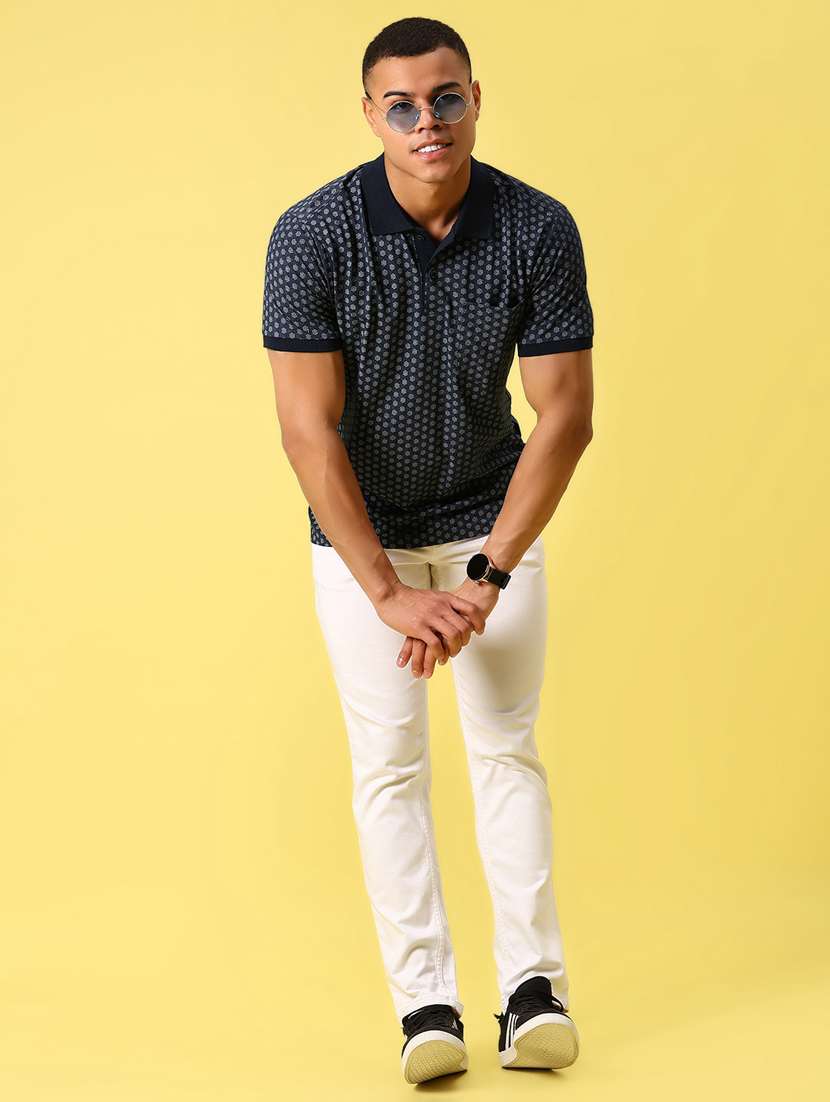 men printed short sleeve slim fit polo t-shirt - 21935857 -  Standard Image - 4