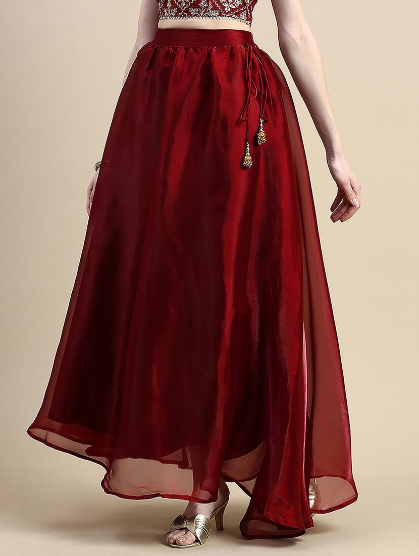 women solid high rise flared skirt - 21935876 - Standard Image - 1