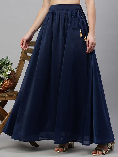 women solid high rise flared skirt - 21935877 - Standard Image - 0
