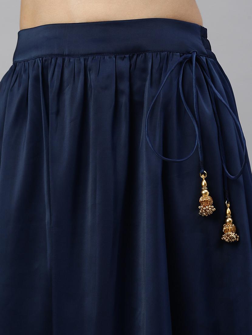 women solid high rise flared skirt - 21935877 - Standard Image - 4