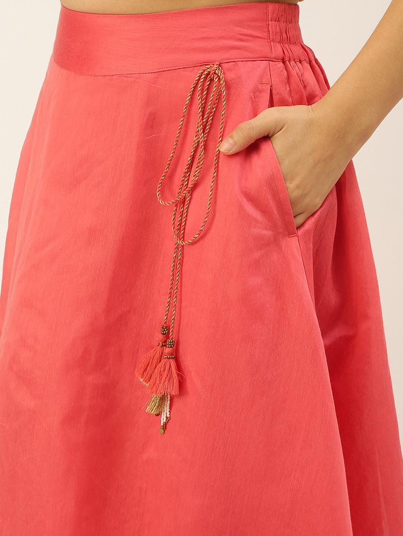 women solid high rise flared skirt with pocket - 21935880 - Standard Image - 4