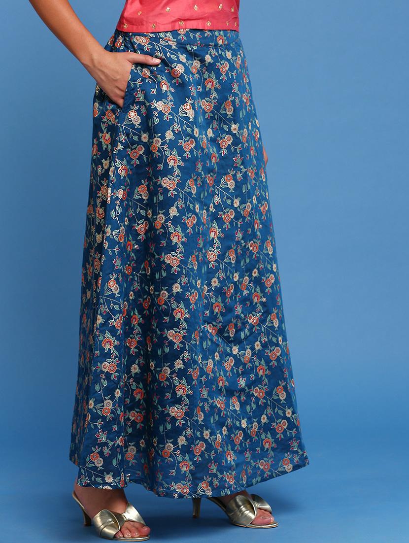 women floral printed high rise a-line skirt - 21935881 - Standard Image - 1