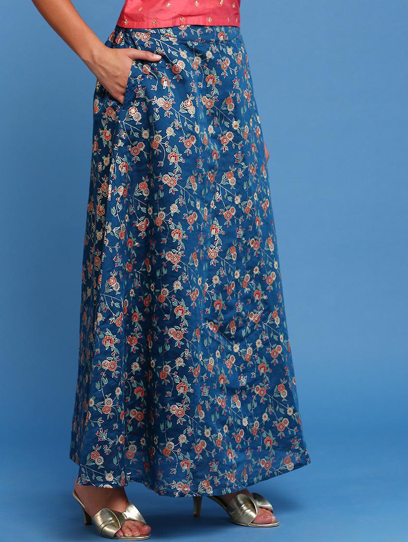 women floral print high rise a-line skirt - 21935882 - Standard Image - 1