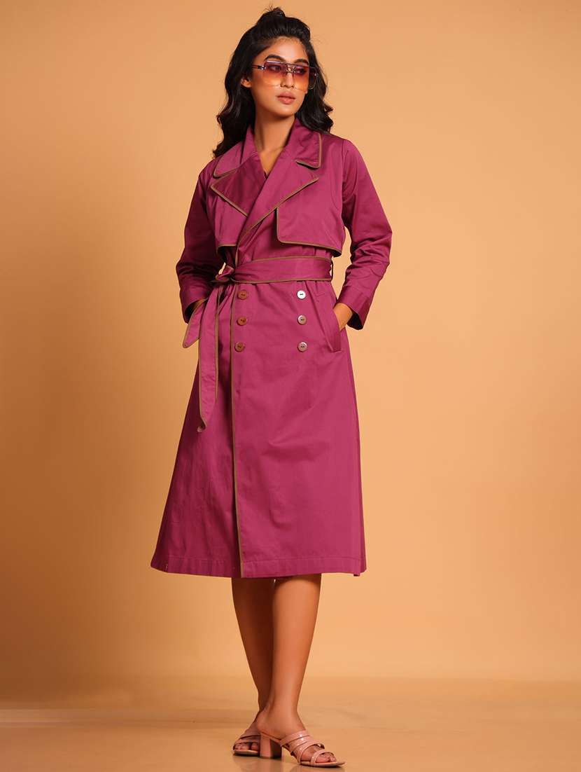 women solid long sleeve coat dress - 21935897 -  Zoom Image - 0