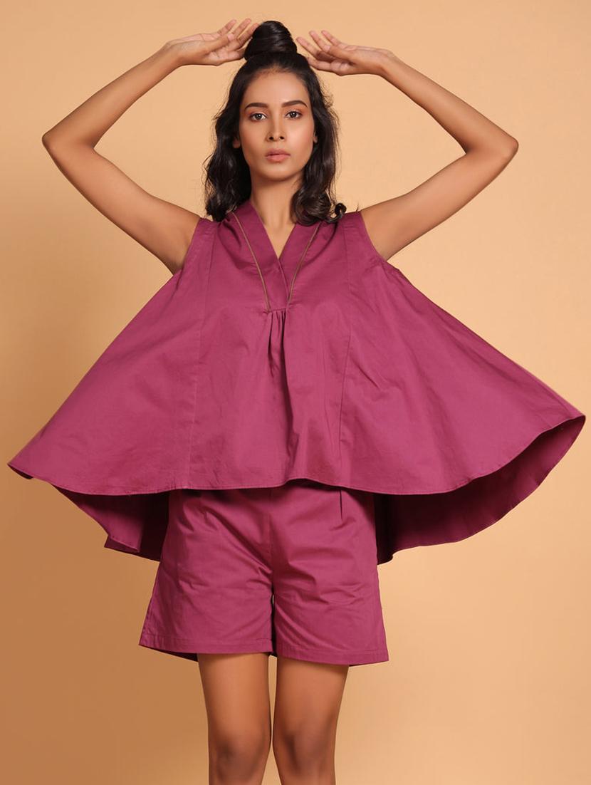women purple solid sleeveless co-ord set - 21935905 - Standard Image - 1