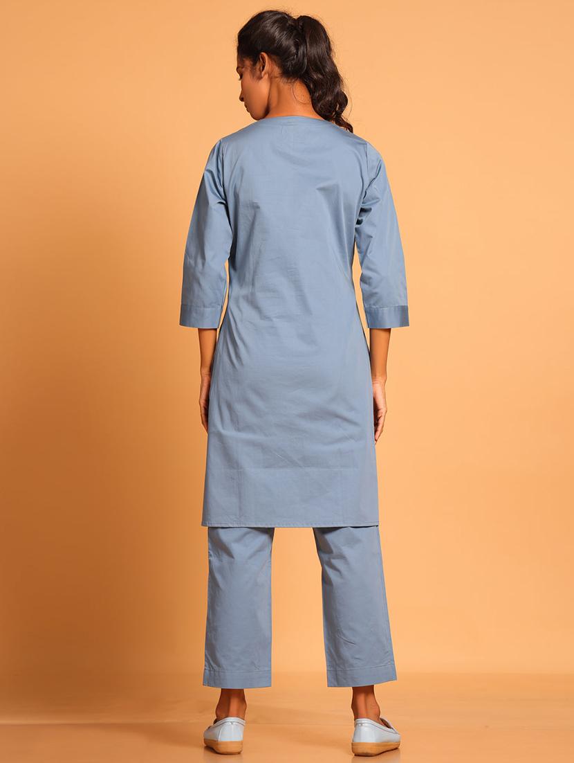 women three quarter sleeve kurta pant set - 21935915 - Standard Image - 1