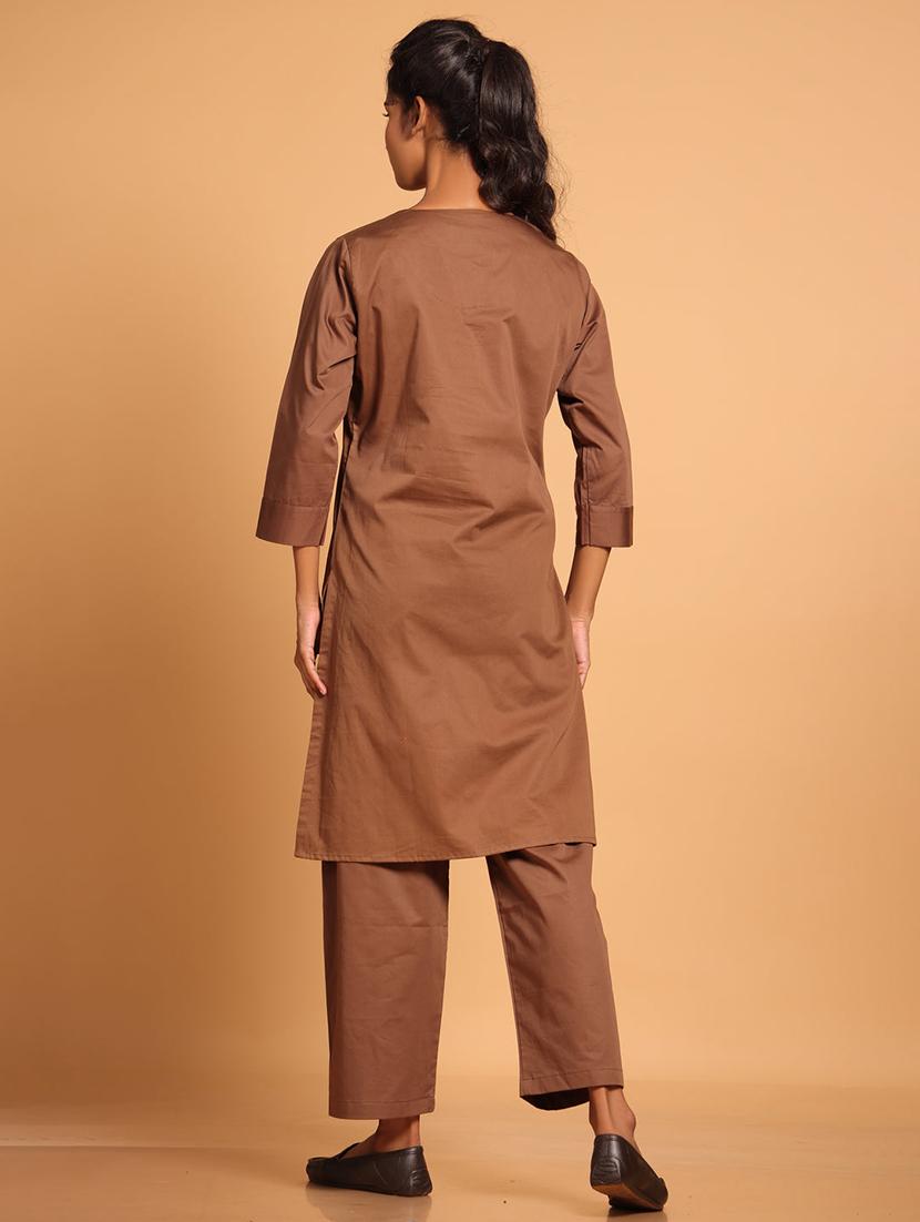 women three quarter sleeve kurta pant set - 21935916 - Standard Image - 1