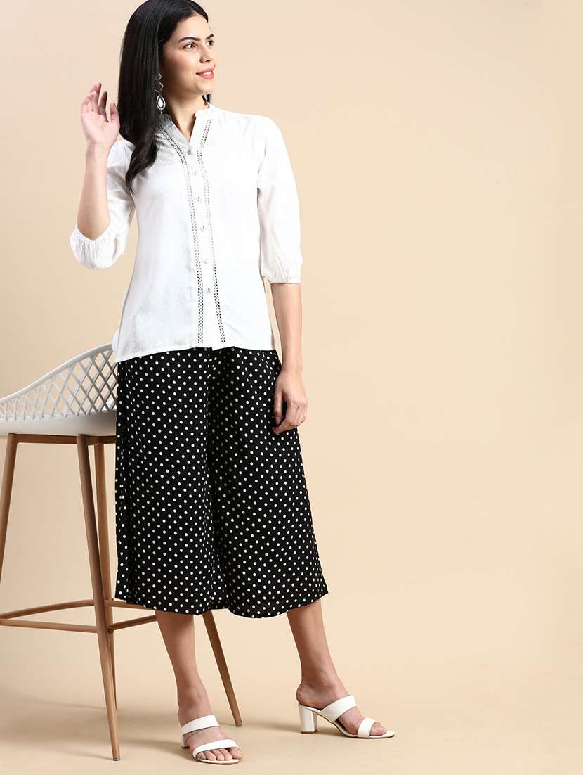 women polka doted mid rise culottes - 21935949 -  Standard Image - 4