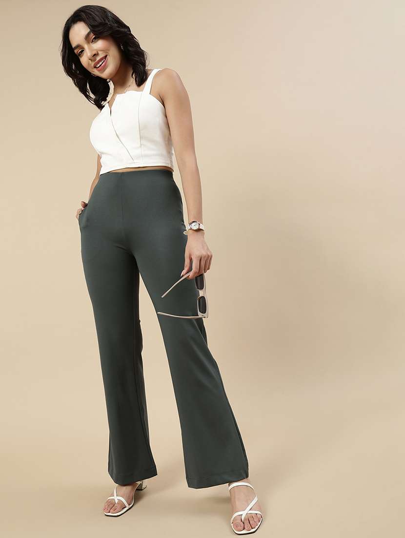 women solid high rise bootcut trouser - 21935961 -  Standard Image - 4