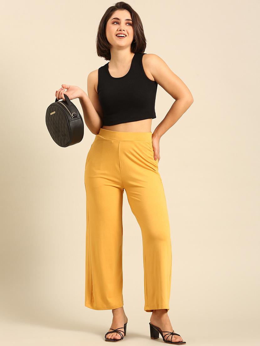 women solid high rise straight palazzo - 21935964 - Standard Image - 4