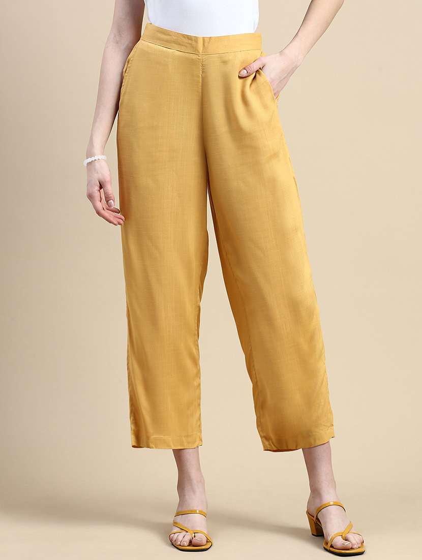 women solid mid rise straight pant - 21935972 -  Standard Image - 1