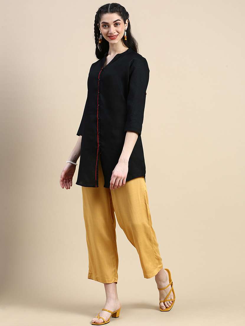 women solid mid rise straight pant - 21935972 -  Standard Image - 4