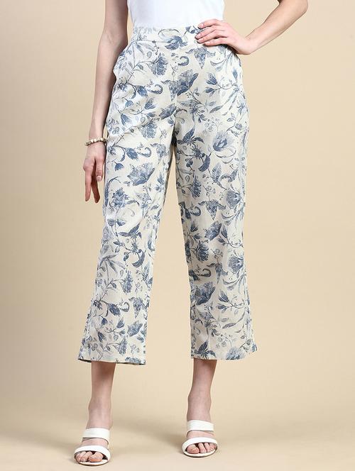 women floral print mid rise straight palazzo - 21935974 -  Standard Image - 0