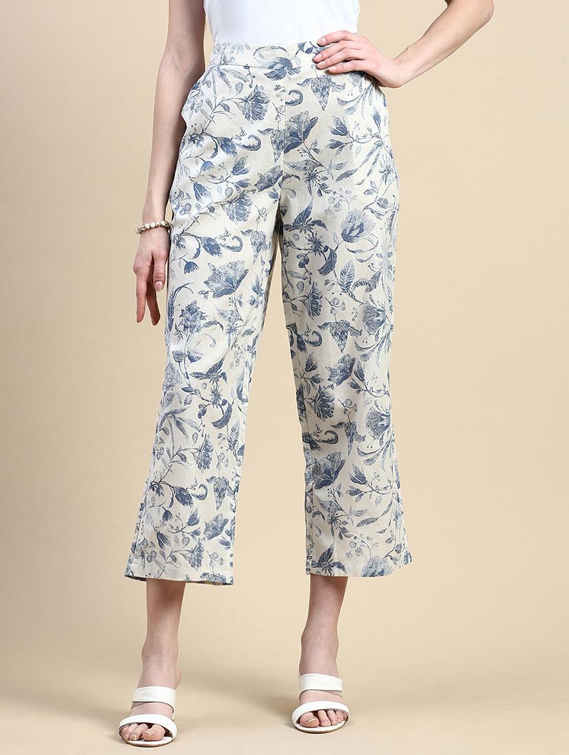 women floral print mid rise straight palazzo - 21935974 -  Zoom Image - 0