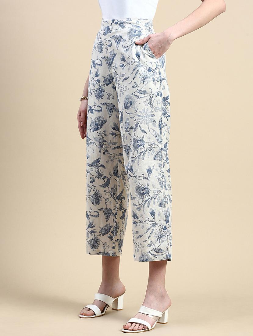 women floral print mid rise straight palazzo - 21935974 -  Standard Image - 1