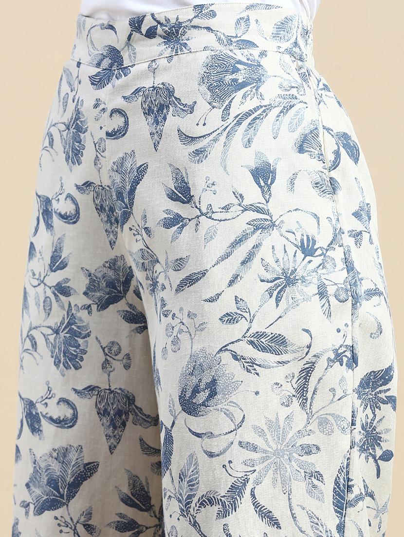 women floral print mid rise straight palazzo - 21935974 - Standard Image - 4