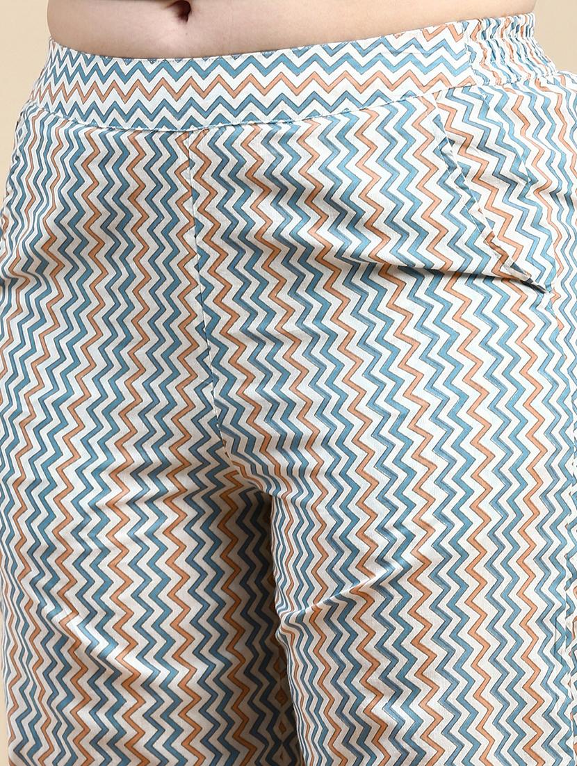 women chevron print mid rise straight palazzo - 21935975 - Standard Image - 4
