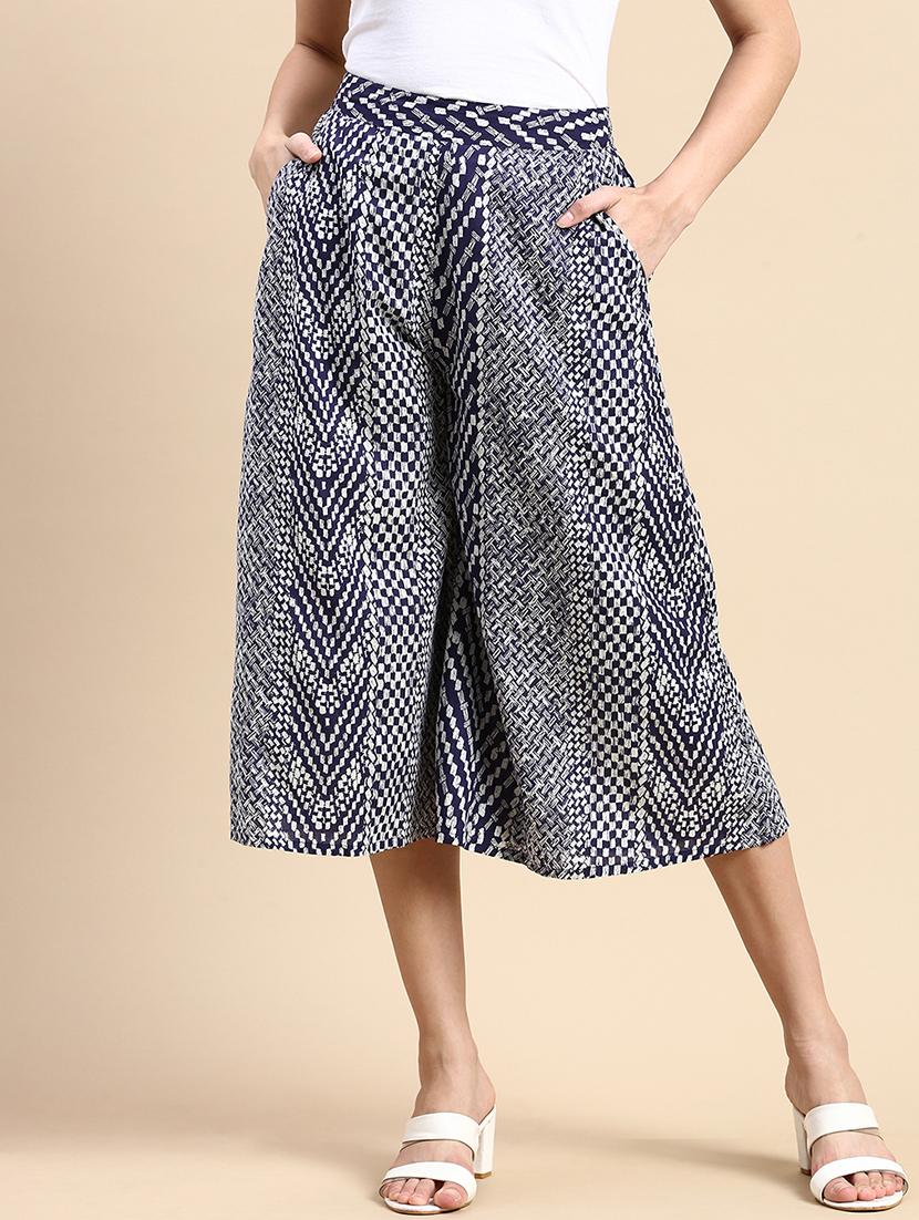 women printed mid rise culottes - 21935979 - Standard Image - 1