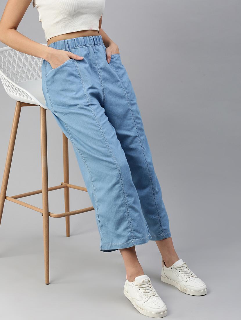 women solid high rise wide leg trouser - 21935980 - Zoom Image - 0