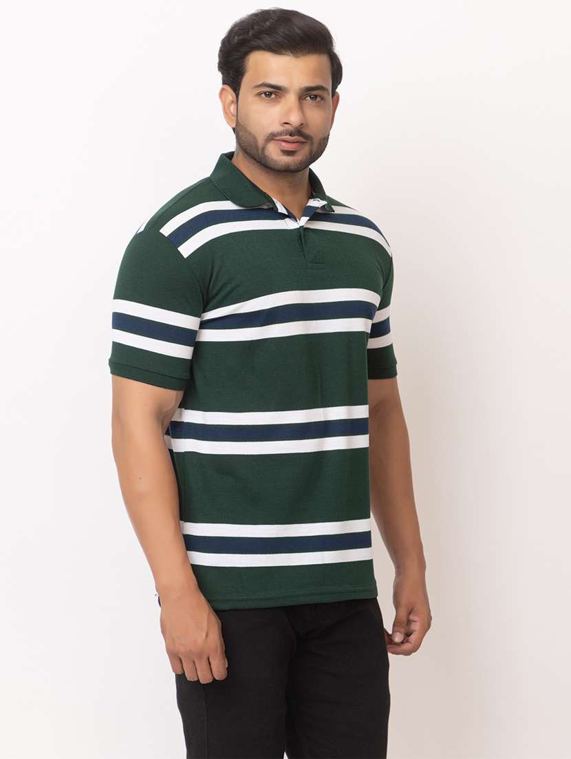 men striped short sleeve regular fit polo t-shirt - 21935985 - Standard Image - 1