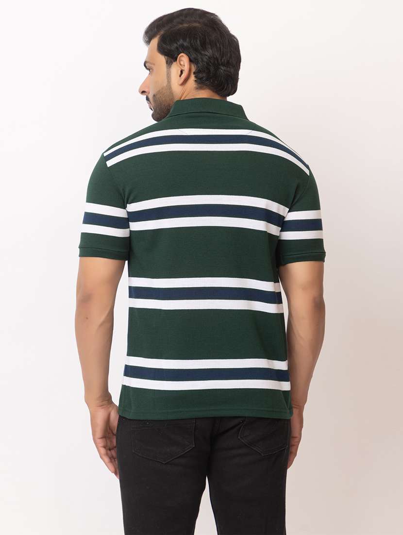 men striped short sleeve regular fit polo t-shirt - 21935985 - Standard Image - 4