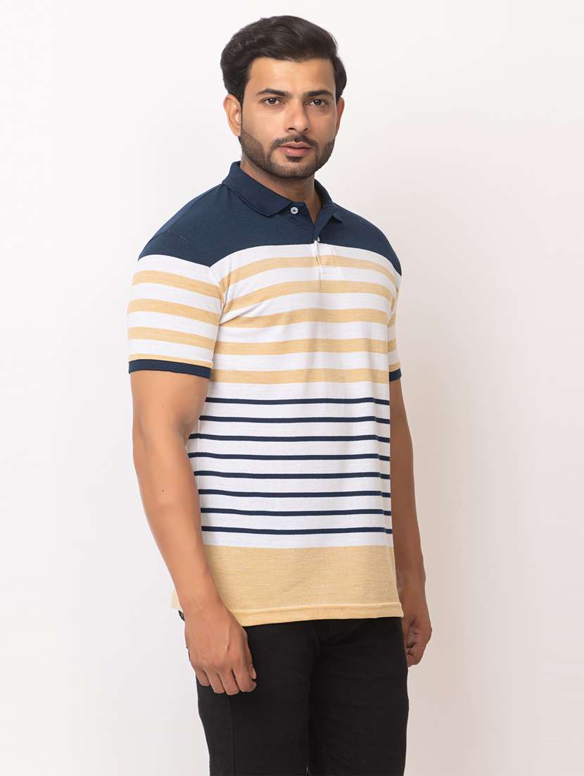 men striped short sleeve regular fit polo t-shirt - 21935996 -  Standard Image - 1