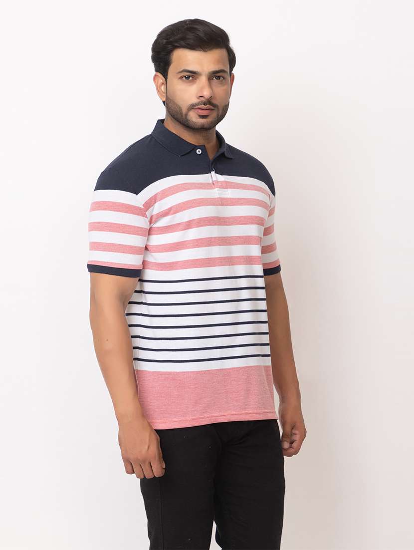 men striped short sleeve regular fit polo t-shirt - 21935997 -  Standard Image - 1