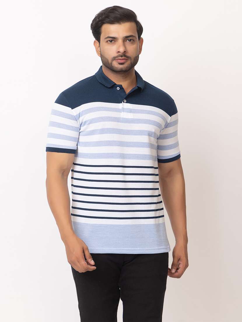 men striped short sleeve regular fit polo t-shirt