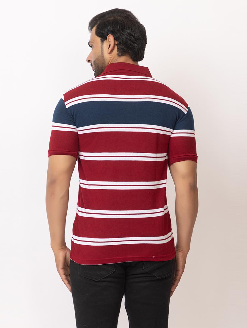men striped short sleeve regular fit polo t-shirt - 21936001 - Standard Image - 4
