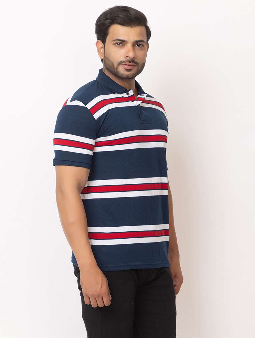men striped short sleeve regular fit polo t-shirt - 21936002 - Standard Image - 1