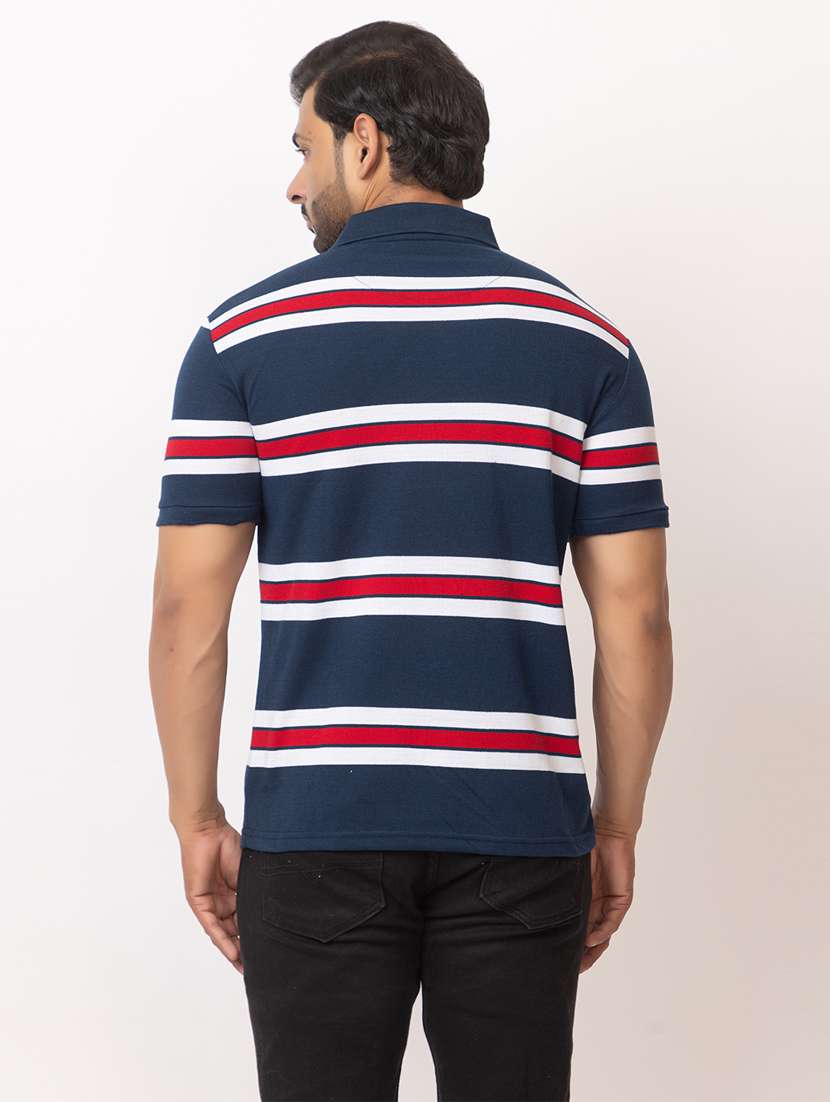 men striped short sleeve regular fit polo t-shirt - 21936002 - Standard Image - 4
