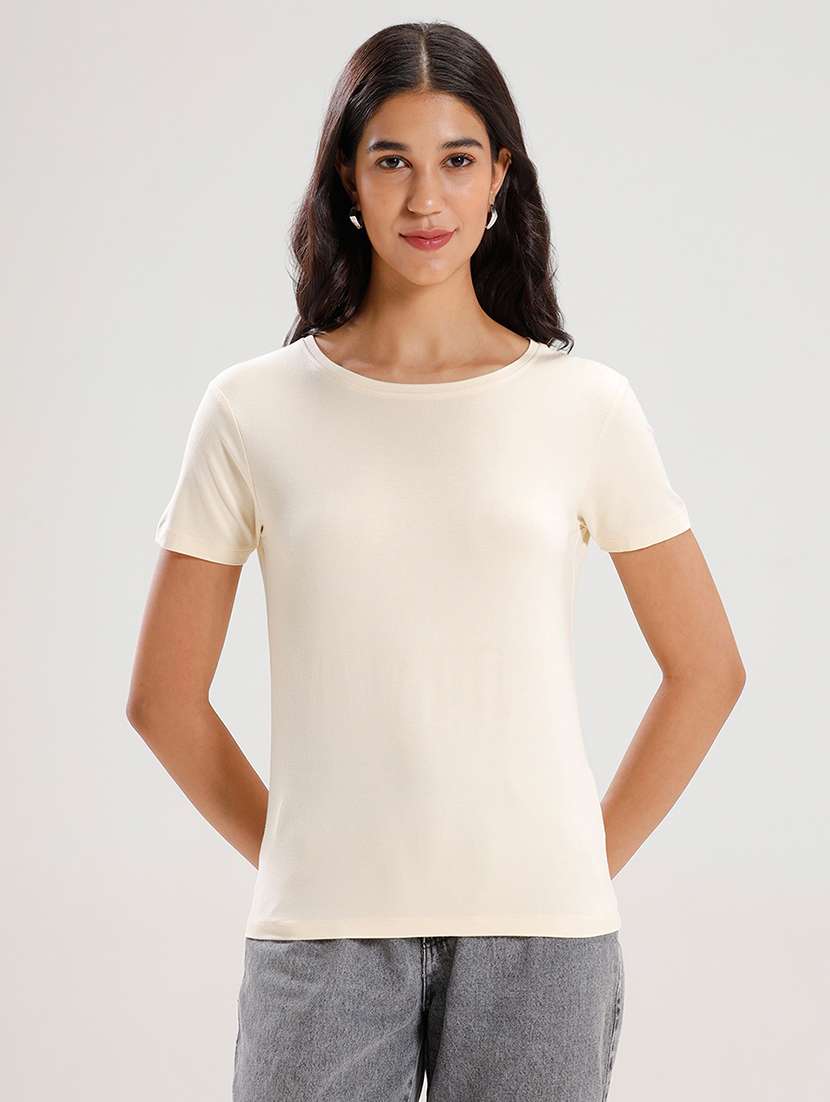 women solid short sleeve regular fit t-shirt - 21936009 -  Standard Image - 1
