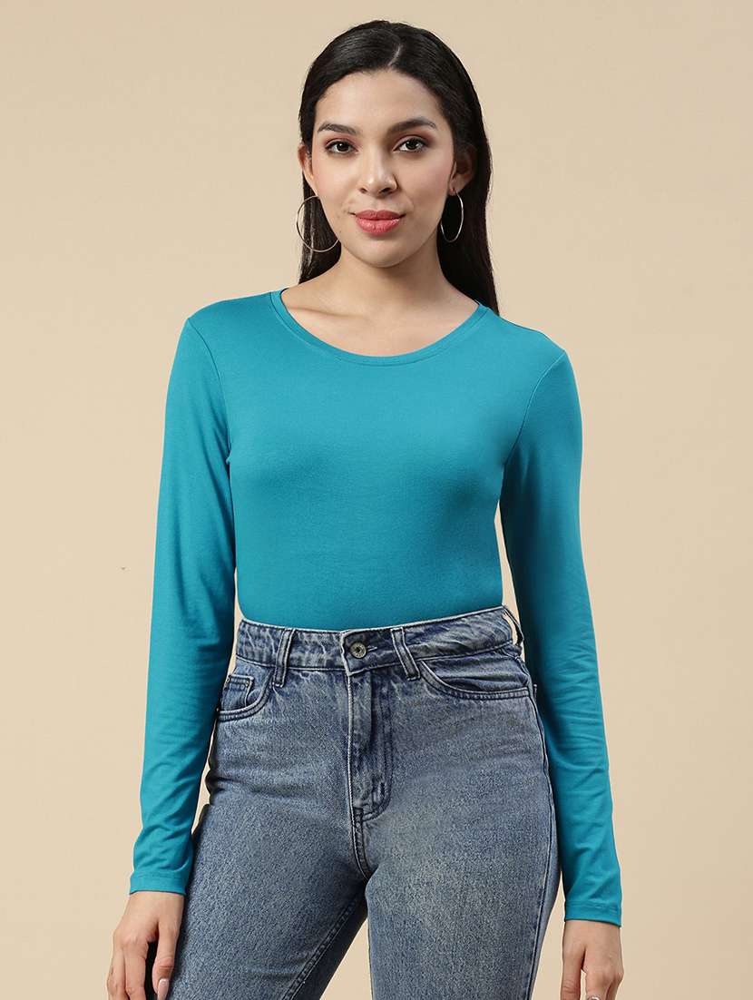 women solid long sleeve regular fit t-shirt - 21936012 -  Standard Image - 1