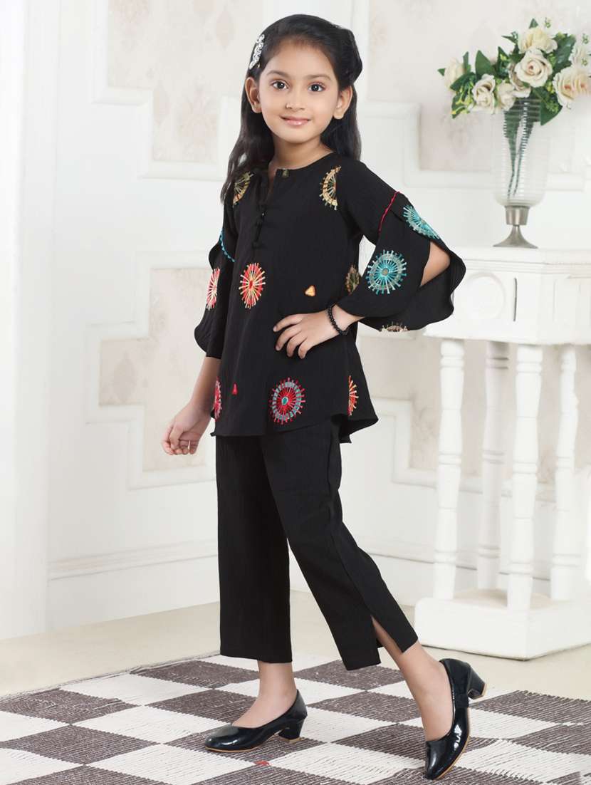 girls embroidered top & trouser co-ord set - 21936113 -  Standard Image - 1