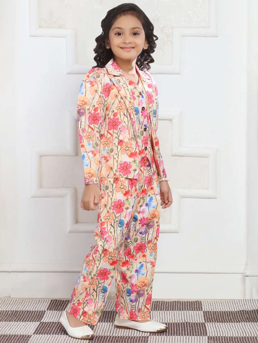 girls floral printed top & trouser co-ord set - 21936115 -  Standard Image - 1