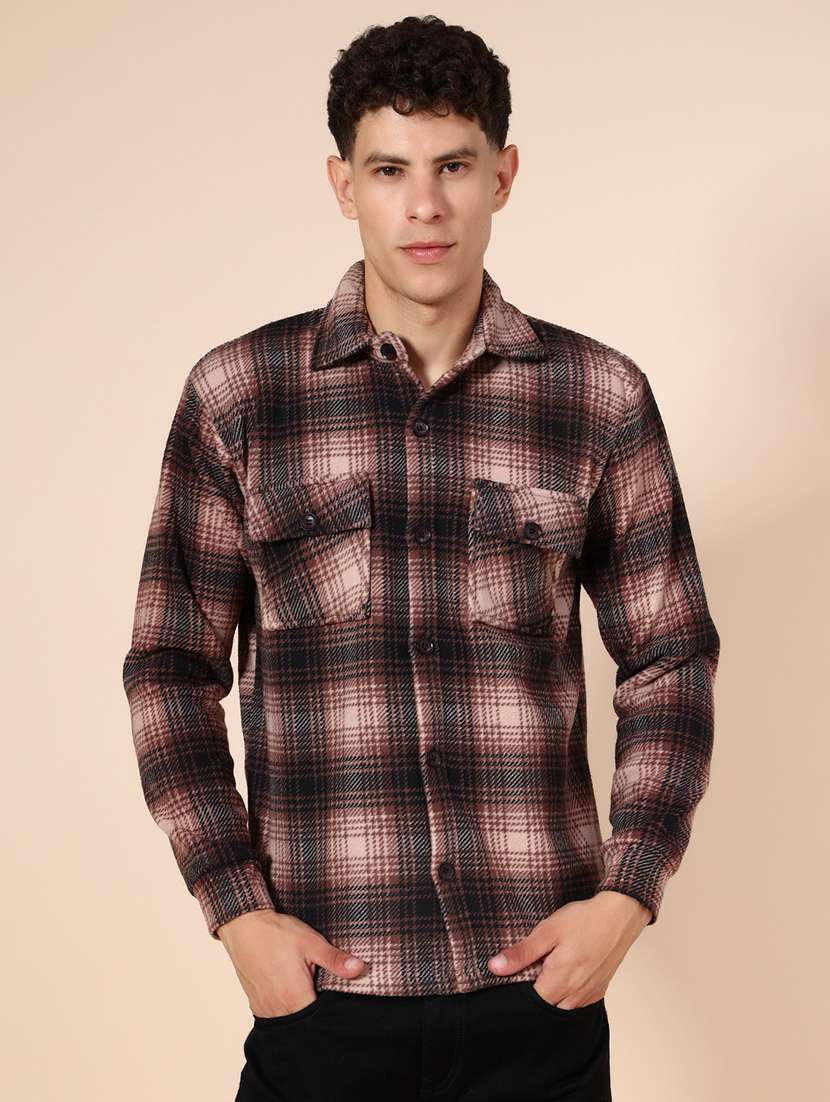 men checkered long sleeve regualr fit shacket - 21936118 -  Standard Image - 1