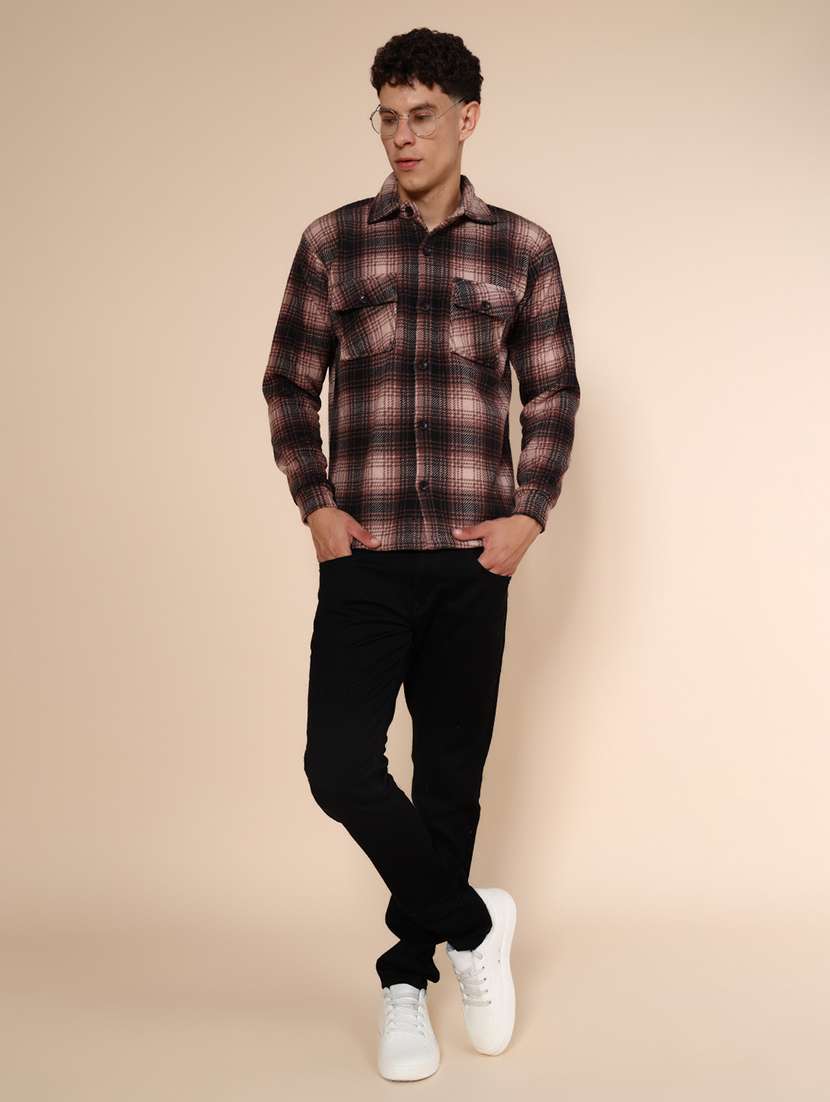 men checkered long sleeve regualr fit shacket - 21936118 - Standard Image - 4