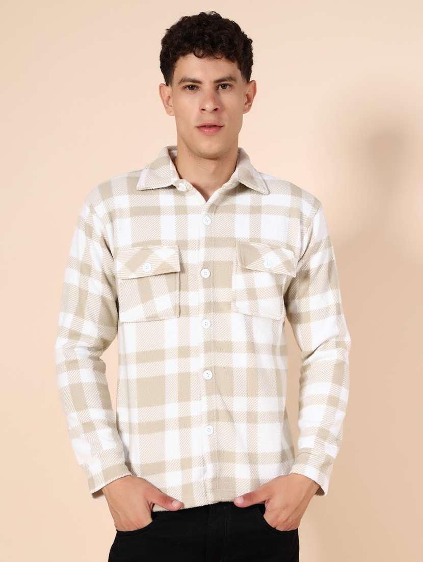men checkered long sleeve regualr fit shacket - 21936123 -  Standard Image - 1