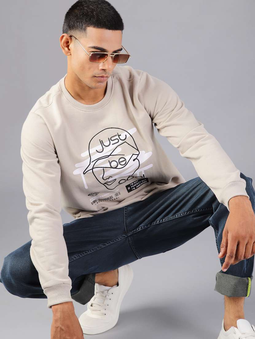 men front print long sleeve sweatshirt