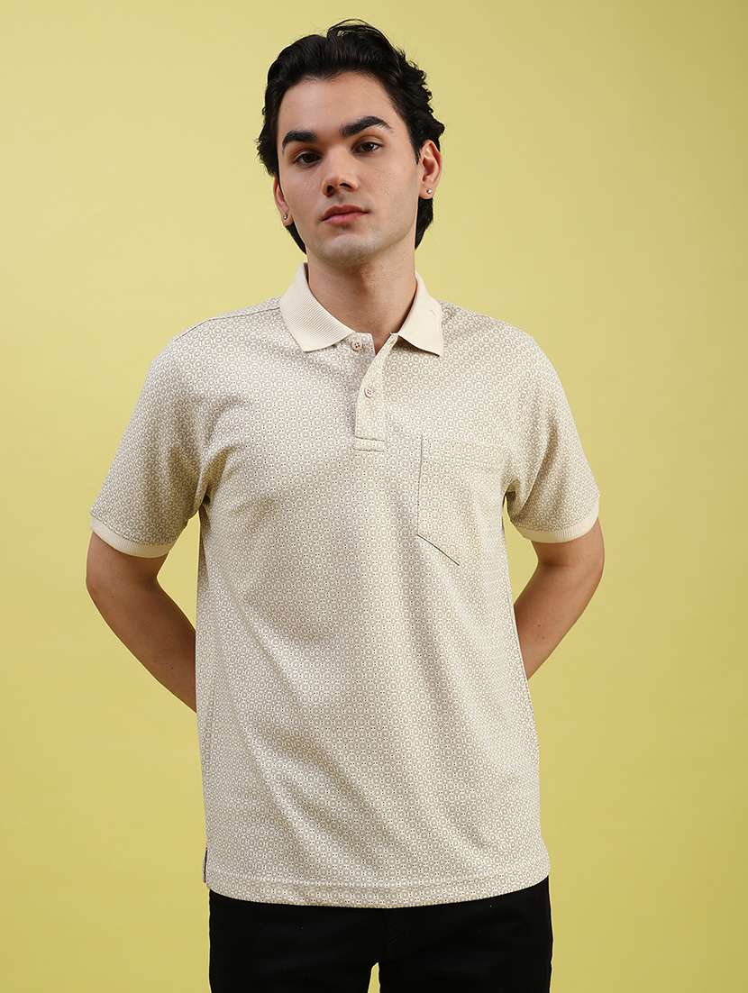 men printed short sleeve regular fit polo t-shirt - 21936130 -  Standard Image - 1