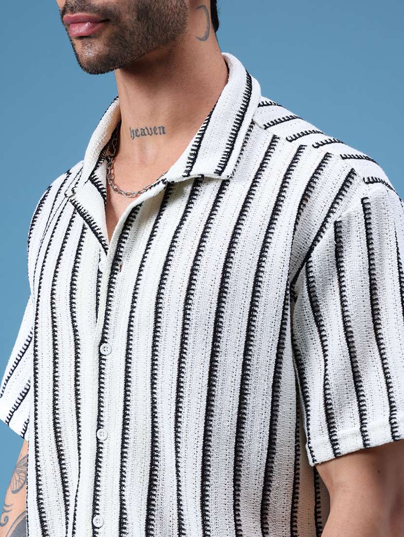 men striped short sleeve regular fit casual shirt - 21936150 -  Standard Image - 1