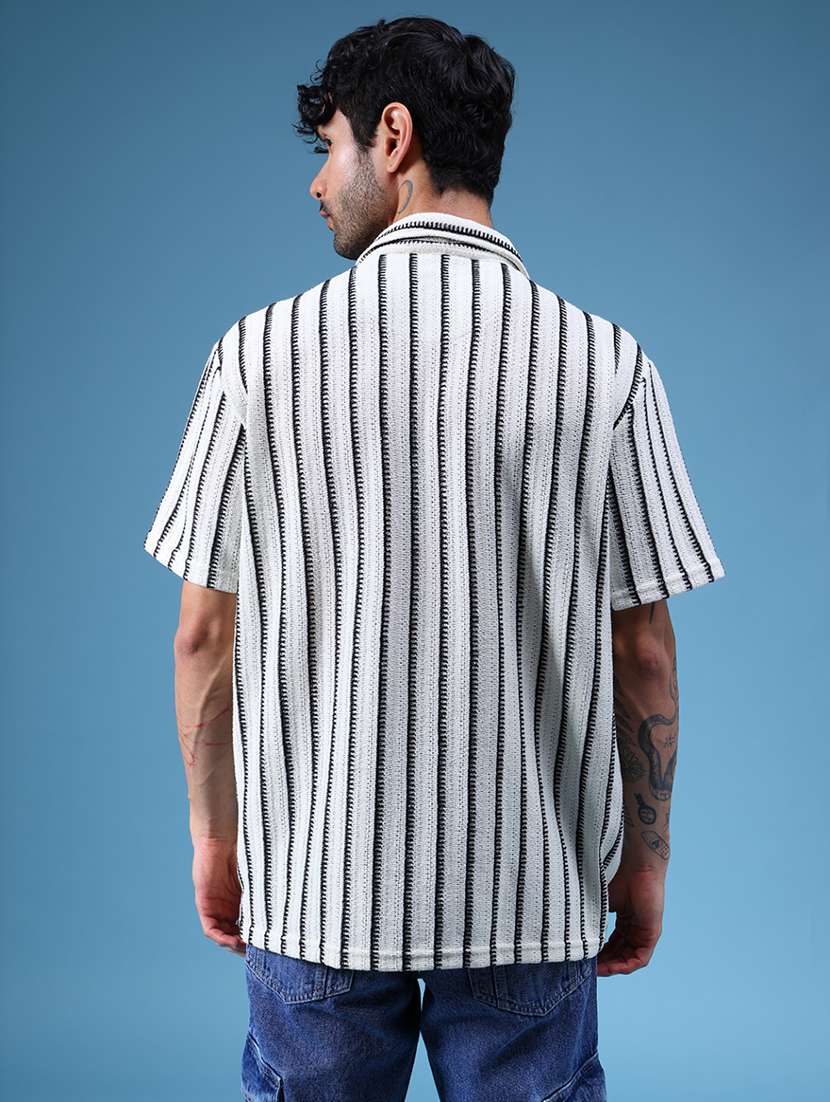 men striped short sleeve regular fit casual shirt - 21936150 -  Standard Image - 4