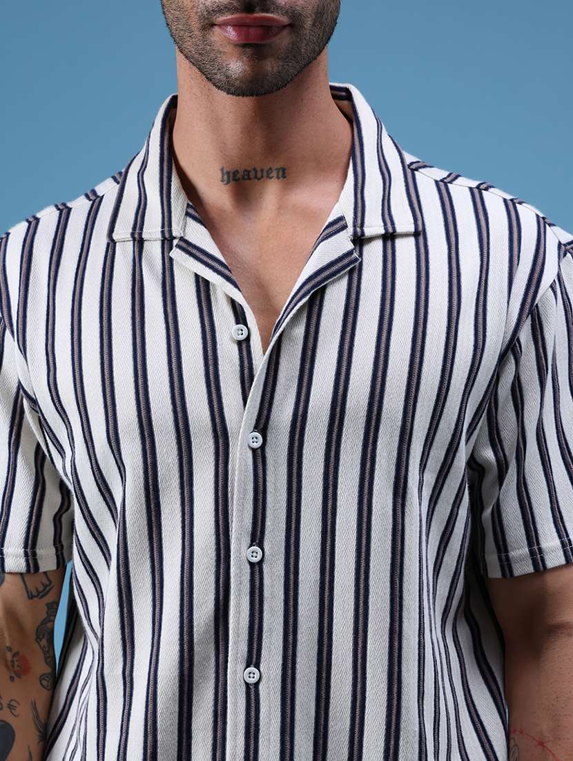 men striped short sleeve regular fit casual shirt - 21936209 -  Standard Image - 1