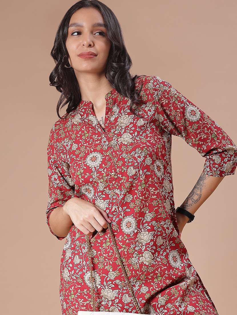 maroon cotton straight v