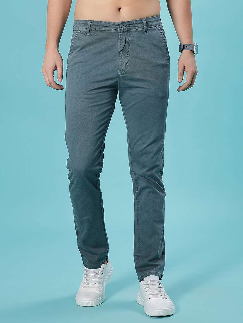 men solid mid rise casual chinos - 21936243 -  Standard Image - 1