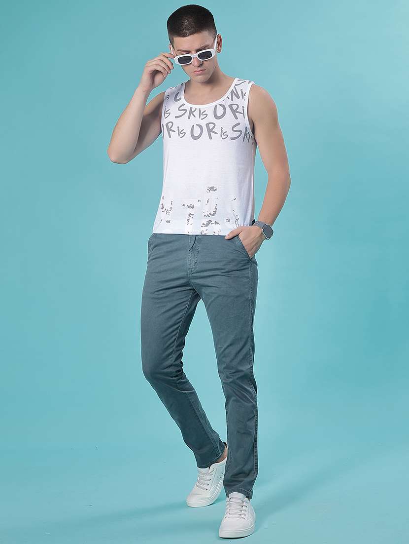 men solid mid rise casual chinos - 21936243 -  Standard Image - 4