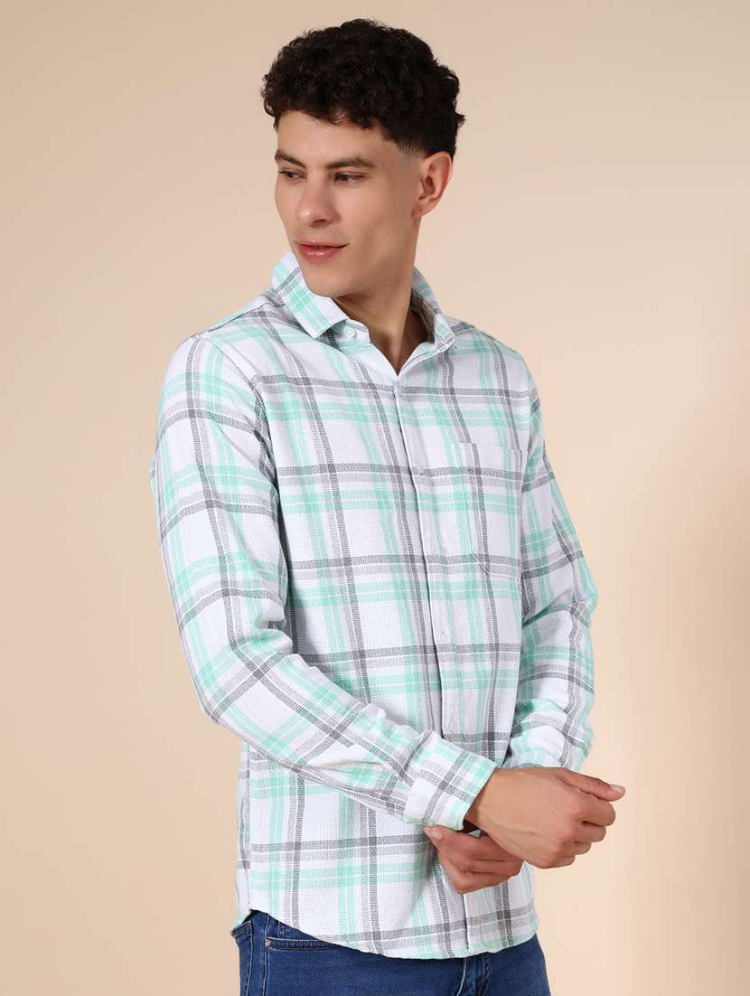 men checkered collared long sleeve shirt - 21936290 -  Standard Image - 1