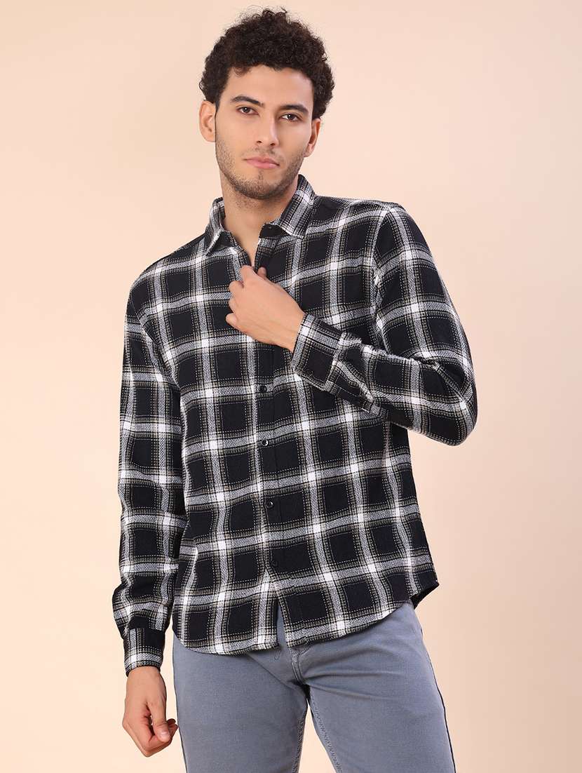 men checkered long sleeve regular fit casual shirt - 21936291 -  Standard Image - 1
