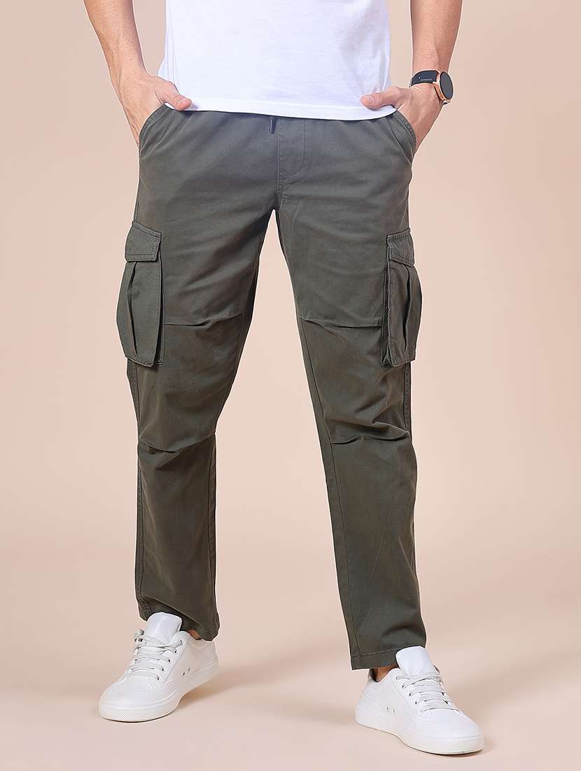 men solid mid rise cargo